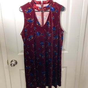 XHILARATION Velvet floral sleeveless dress SIZE XL
